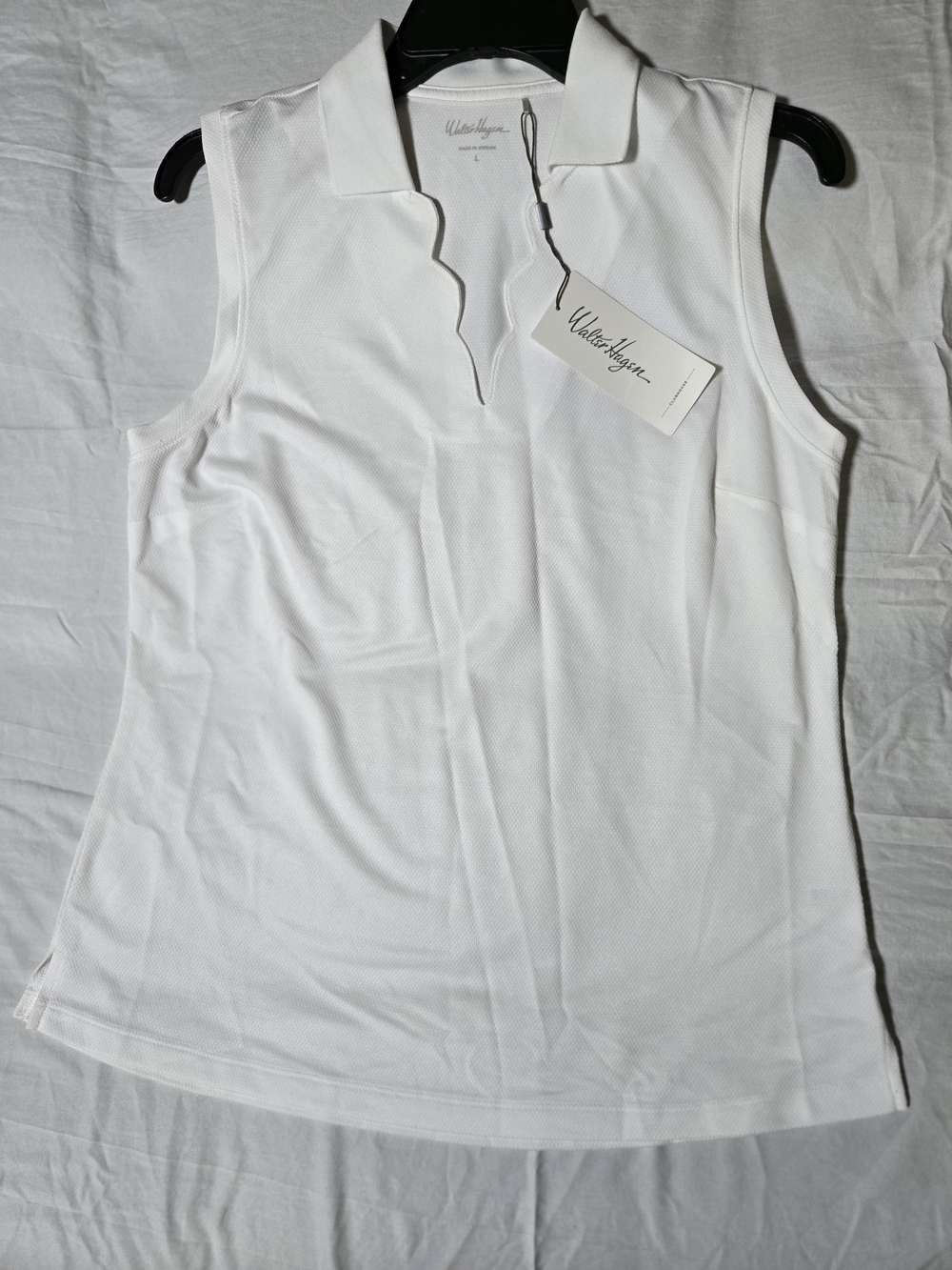 Walter Hagen White Sleeveless Polo Tank with Notch Collar